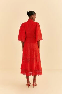 Farm Rio Red Guipure Cut Out Midi Dress 14 Farm Rio Red Guipure Cut Out Midi Dress -Farm Rio Dress Shop 314516 04