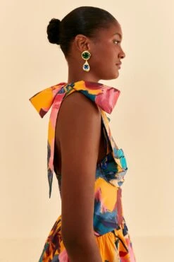 Farm Rio Yellow Painted Flowers Layered Maxi Dress -Farm Rio Dress Shop 314752 03