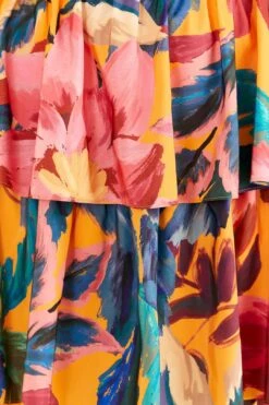 Farm Rio Yellow Painted Flowers Layered Maxi Dress -Farm Rio Dress Shop 314752 06