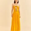 Farm Rio Yellow Sleeveless Maxi Dress With Sun Buckle -Farm Rio Dress Shop 314753 02