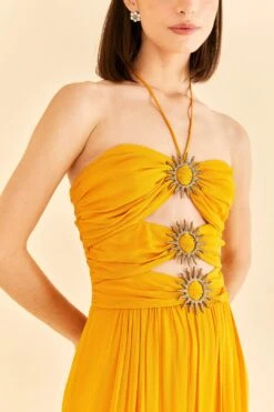 Farm Rio Yellow Sleeveless Maxi Dress With Sun Buckle 9 Farm Rio Yellow Sleeveless Maxi Dress With Sun Buckle -Farm Rio Dress Shop 314753 03