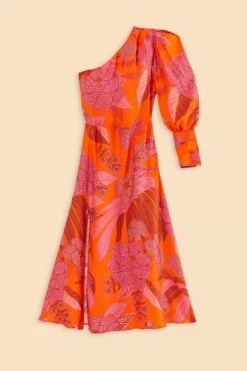 Farm Rio Red Dewdrop Floral One Shoulder Midi Dress -Farm Rio Dress Shop 314754 05