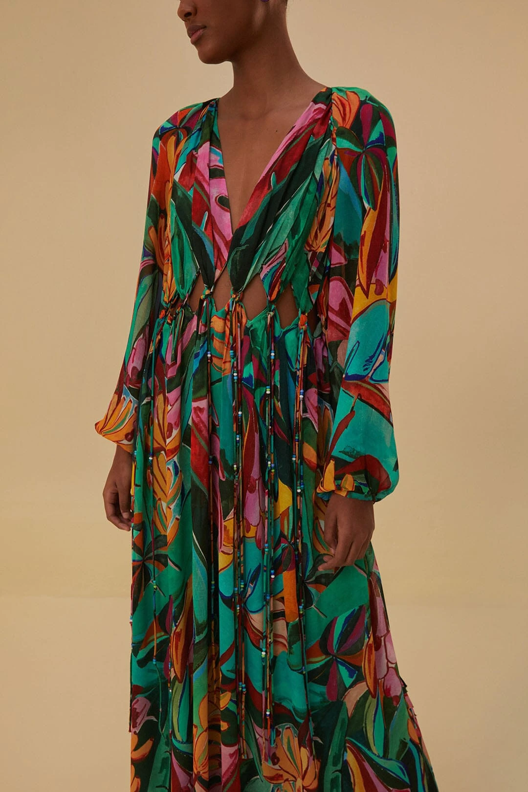 Farm Rio Banana Foliage V Neckline Maxi Dress 5 Farm Rio Banana Foliage V Neckline Maxi Dress - Image 3