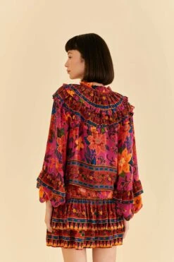 Farm Rio Pink Tropical Tapestry Long Sleeve Blouse -Farm Rio Dress Shop 315105 04