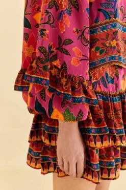 Farm Rio Pink Tropical Tapestry Long Sleeve Blouse -Farm Rio Dress Shop 315105 06