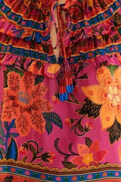 Farm Rio Pink Tropical Tapestry Long Sleeve Blouse -Farm Rio Dress Shop 315105 07