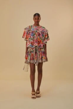 Farm Rio Off-White Tropical Yard Mini Skirt