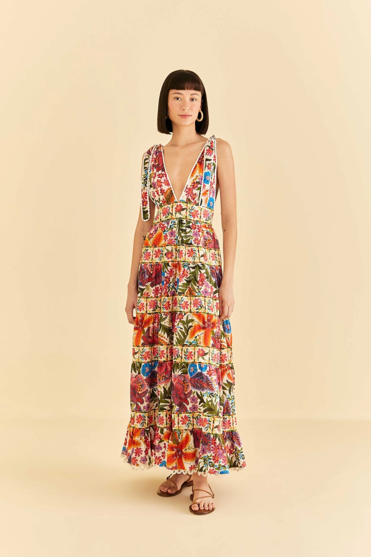Farm Rio Off-White Tropical Yard Sleeveless Midi Dress 4 Farm Rio Off-White Tropical Yard Sleeveless Midi Dress - Image 2