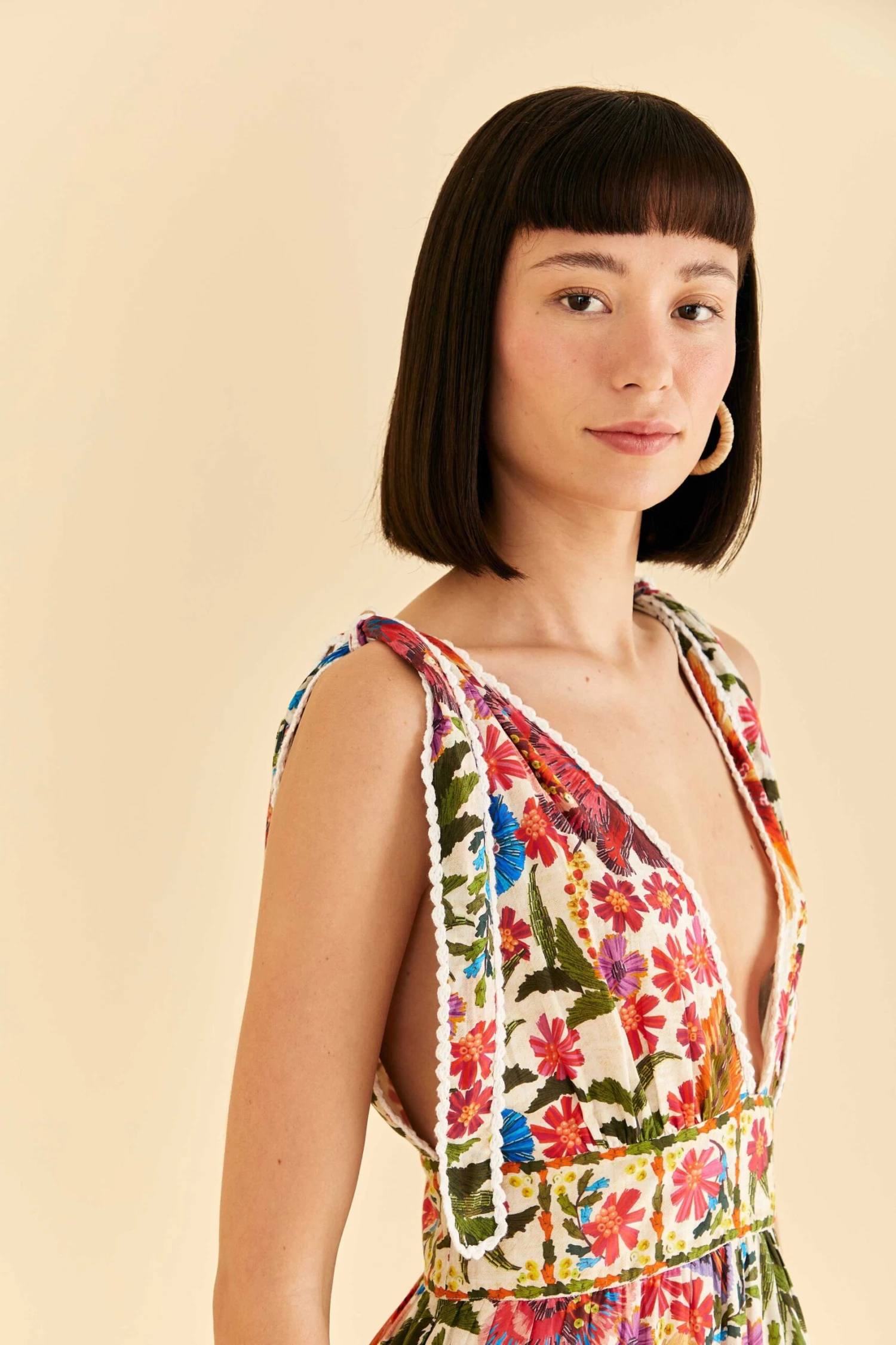 Farm Rio Off-White Tropical Yard Sleeveless Midi Dress 5 Farm Rio Off-White Tropical Yard Sleeveless Midi Dress - Image 3