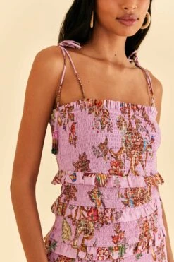 Farm Rio Lilac Floral Monkey Smocked Mini Dress -Farm Rio Dress Shop 315956 03