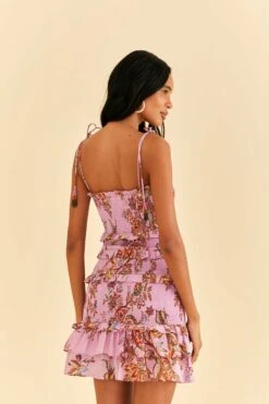 Farm Rio Lilac Floral Monkey Smocked Mini Dress -Farm Rio Dress Shop 315956 04