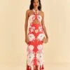 Farm Rio Pink Soft Garden Halter Neck Midi Dress -Farm Rio Dress Shop 315958 01
