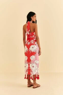 Farm Rio Pink Soft Garden Halter Neck Midi Dress -Farm Rio Dress Shop 315958 03