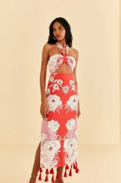 Farm Rio Pink Soft Garden Halter Neck Midi Dress -Farm Rio Dress Shop 315958 04