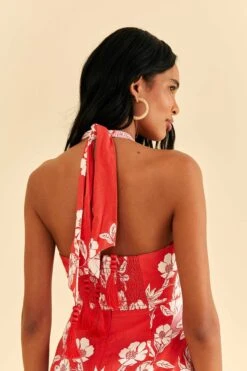 Farm Rio Pink Soft Garden Halter Neck Midi Dress -Farm Rio Dress Shop 315958 05