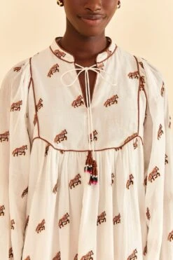 Farm Rio Off-White Embroidered Horses Midi Dress -Farm Rio Dress Shop 315962 03