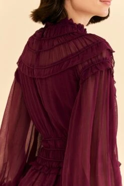 Farm Rio Burgundy Ruffle High Neck Blouse -Farm Rio Dress Shop 315975 03