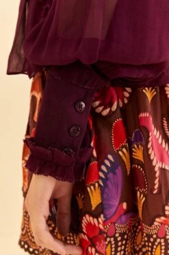 Farm Rio Burgundy Ruffle High Neck Blouse -Farm Rio Dress Shop 315975 05