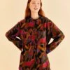 Farm Rio Black Wild Horses Maxi Shirt