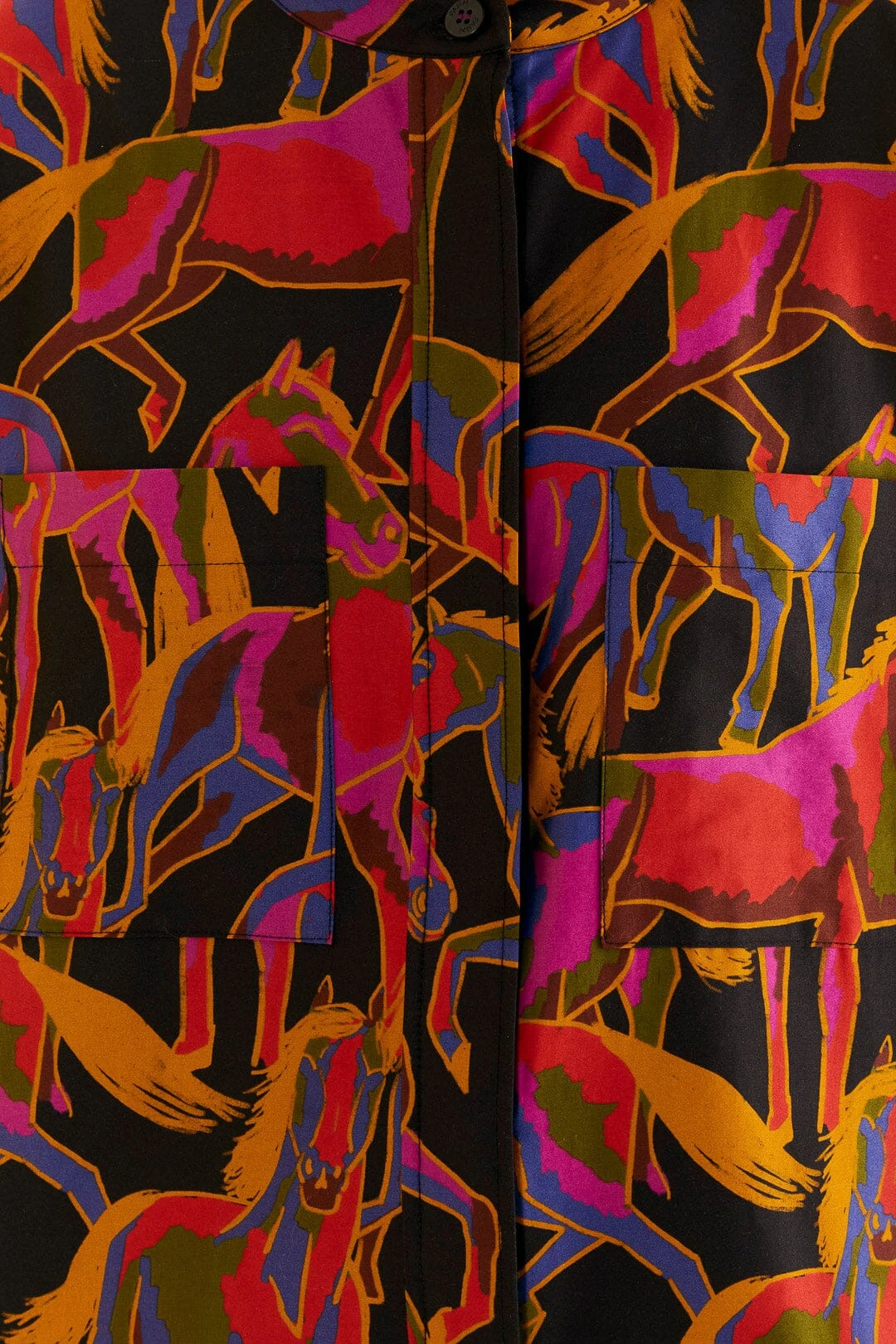 Farm Rio Black Wild Horses Maxi Shirt 7 Farm Rio Black Wild Horses Maxi Shirt - Image 5