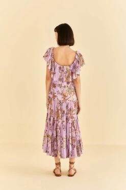 Farm Rio Lilac Floral Monkey Short Sleeve Maxi Dress -Farm Rio Dress Shop 316417 04