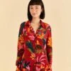 Farm Rio Red Rooster Leaves Long Sleeve Shirt -Farm Rio Dress Shop 316428 01 1012bfeb 2daf 4993 b193 1ca01292066a