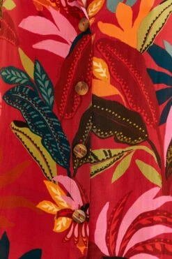 Farm Rio Red Rooster Leaves Long Sleeve Shirt -Farm Rio Dress Shop 316428 05