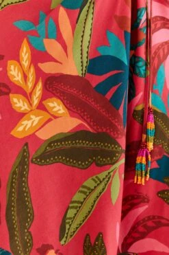 Farm Rio Red Rooster Leaves Long Sleeve Mini Dress -Farm Rio Dress Shop 316430 05