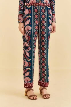 Farm Rio Teal Seashell Tapestry Cargo Pants -Farm Rio Dress Shop 318133 03