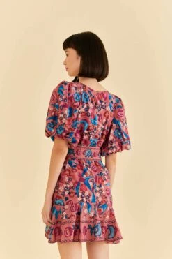 Farm Rio Blush Floral Birds Mini Dress -Farm Rio Dress Shop 318135 04