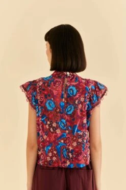 Farm Rio Blush Floral Birds Sleeveless Blouse -Farm Rio Dress Shop 318136 03