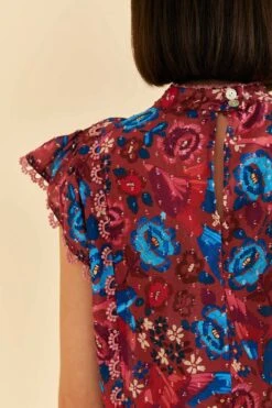 Farm Rio Blush Floral Birds Sleeveless Blouse -Farm Rio Dress Shop 318136 04