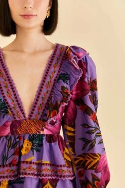 Farm Rio Purple Maxi Flowers Mini Dress -Farm Rio Dress Shop 318162 03