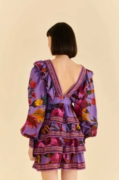 Farm Rio Purple Maxi Flowers Mini Dress -Farm Rio Dress Shop 318162 04