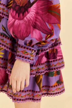 Farm Rio Purple Maxi Flowers Mini Dress -Farm Rio Dress Shop 318162 05