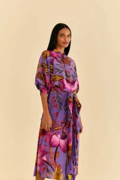 Farm Rio Purple Maxi Flowers Maxi Dress -Farm Rio Dress Shop 318178 01