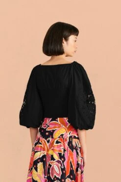 Farm Rio Black Embroidered Blouse -Farm Rio Dress Shop 318256 03