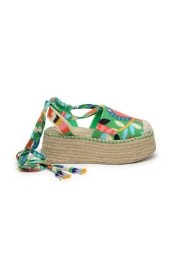 Farm Rio Green Forest Birds Espadrille Platform Sandal -Farm Rio Dress Shop 318456 03