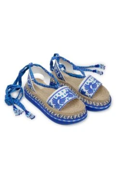Farm Rio Blue Jungle Scarf Espadrille Flatform Sandal
