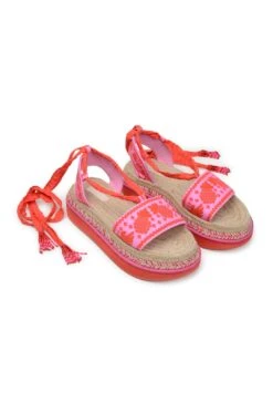 Farm Rio Red Jungle Scarf Espadrille Flatform Sandal