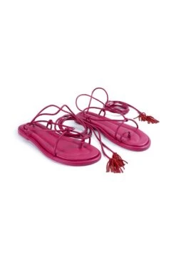 Farm Rio Pink Lace Up Flat Sandal