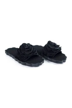 Farm Rio Black Flower Cloud Slide Sandal