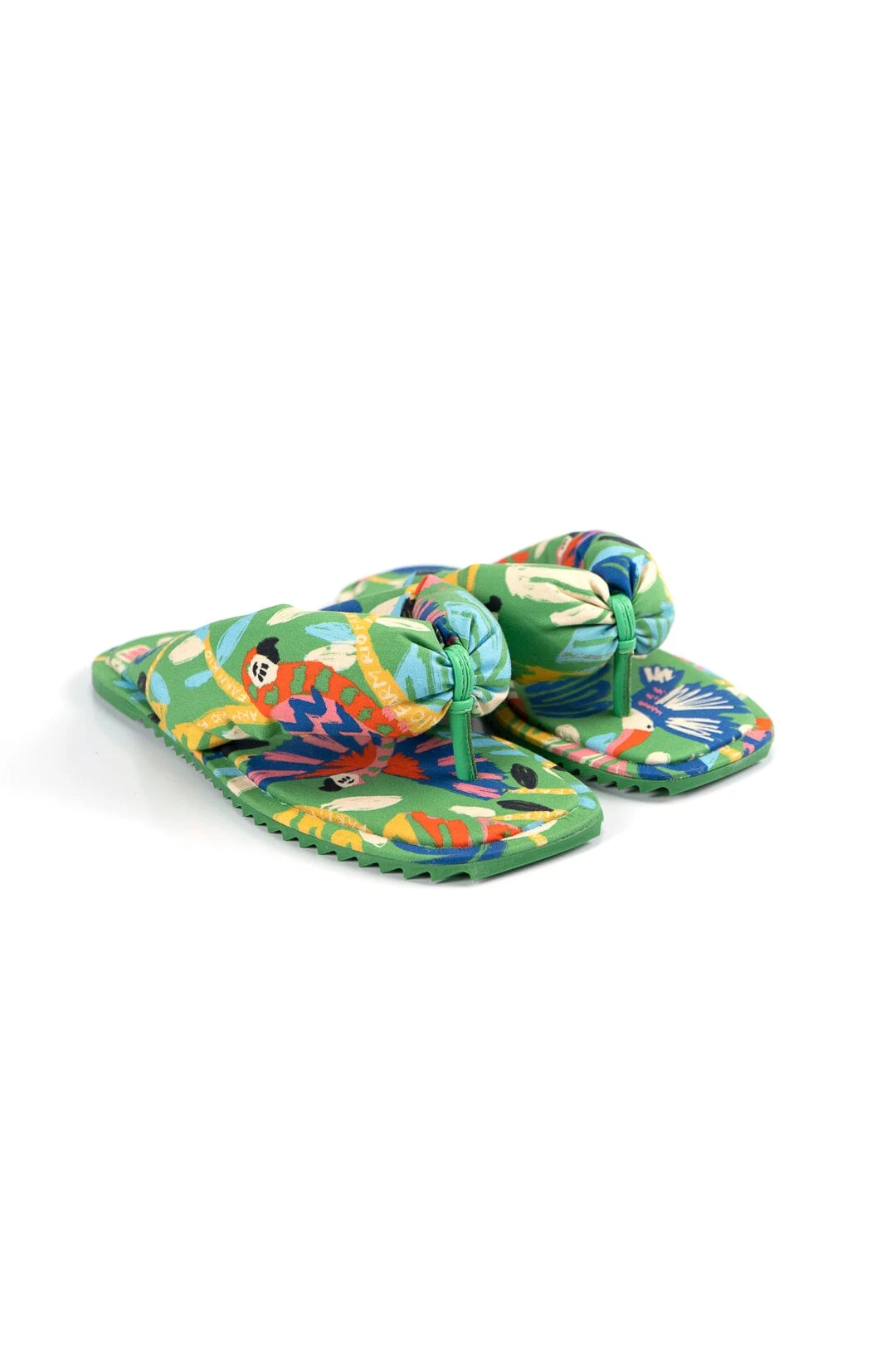 Farm Rio Green Forest Birds Puffy Flat Sandal 3 Farm Rio Green Forest Birds Puffy Flat Sandal