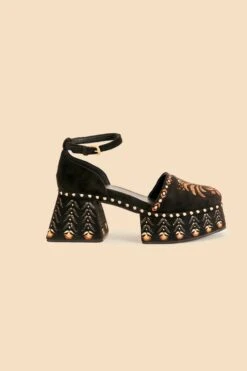 Farm Rio Black Velvet High Sandal -Farm Rio Dress Shop 319818 03
