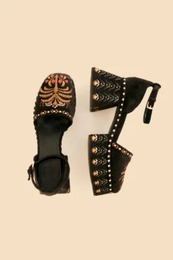 Farm Rio Black Velvet High Sandal -Farm Rio Dress Shop 319818 04