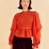 Farm Rio Orange Smocked Blouse -Farm Rio Dress Shop 320259 01