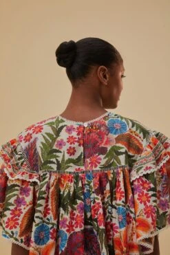 Farm Rio Off-White Tropical Yard Blouse -Farm Rio Dress Shop 320269 05